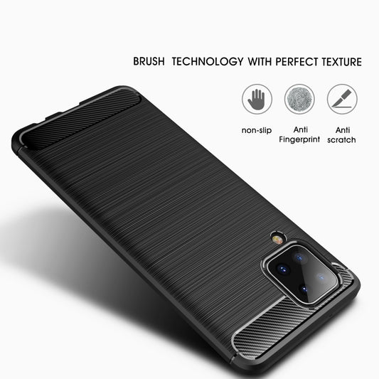 Brushed Texture Carbon Fiber TPU Case, For Samsung Galaxy A12
