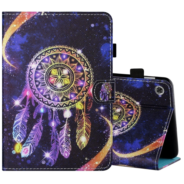 Sewing Thread Horizontal Painted Flat Leather Case with Pen Cover & Anti Skid Strip & Card Slot & Holder & Sleep / Wake-up Function