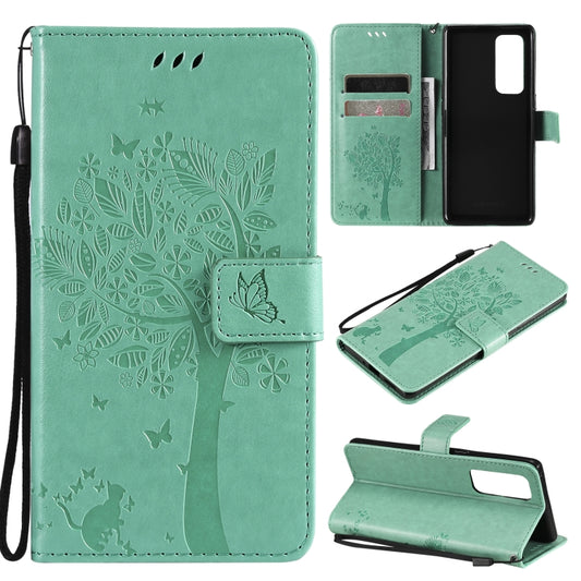Tree & Cat Pattern Pressed Printing Horizontal Flip PU Leather Case with Holder & Card Slots & Wallet & Lanyard, For OPPO Reno5 Pro+ 5G / Find X3 Neo, For OPPO Find X3 / X3 Pro, For OPPO Realme 8 4G / Realme 8 Pro 4G, For OPPO Realme V13 5G / Realme 8 5G