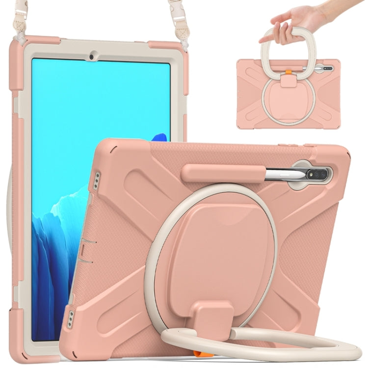 Silicone + PC Protective Case with Holder & Shoulder Strap, For Samsung Galaxy Tab S8+ / Tab S8 Plus / Tab S7 FE / Tab S7+ T970/T975