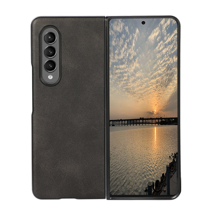 Two-color Cowhide Texture PU Shockproof Protective Case, For Samsung Galaxy Z Fold3 5G