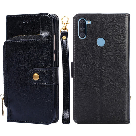 Zipper Bag PU + TPU Horizontal Flip Leather Case with Holder & Card Slot & Wallet & Lanyard, For Samsung Galaxy A11 EU Version, For Samsung Galaxy A12, For Samsung Galaxy A31 EU Version, For Samsung Galaxy A41 EU Version, For Samsung Galaxy A02