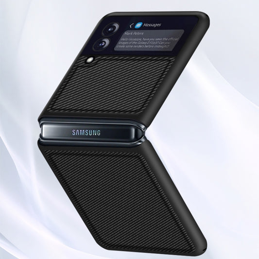 Solid Color Carbon Fiber Texture PU Shockproof Protective Case, For Samsung Galaxy Z Flip3 5G