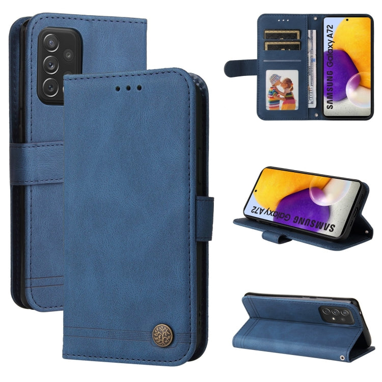 Skin Feel Life Tree Metal Button Horizontal Flip Leather Case with Holder & Card Slot & Wallet & Photo Frame & Strap, For Samsung Galaxy A72 5G / 4G