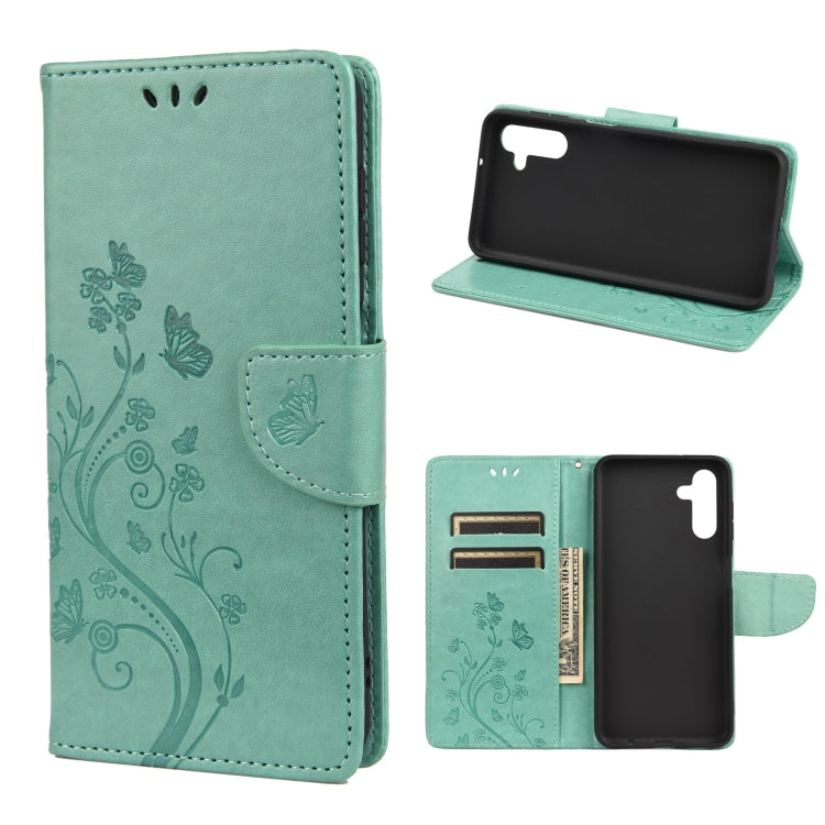 Butterfly Flower Pattern Horizontal Flip Leather Phone Case with Card Slot & Holder, For Samsung Galaxy A13 5G