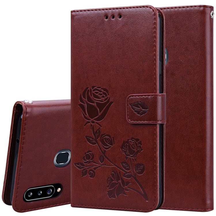Rose Embossed Horizontal Flip PU Leather Case for Galaxy A10, with Holder & Card Slots & Wallet