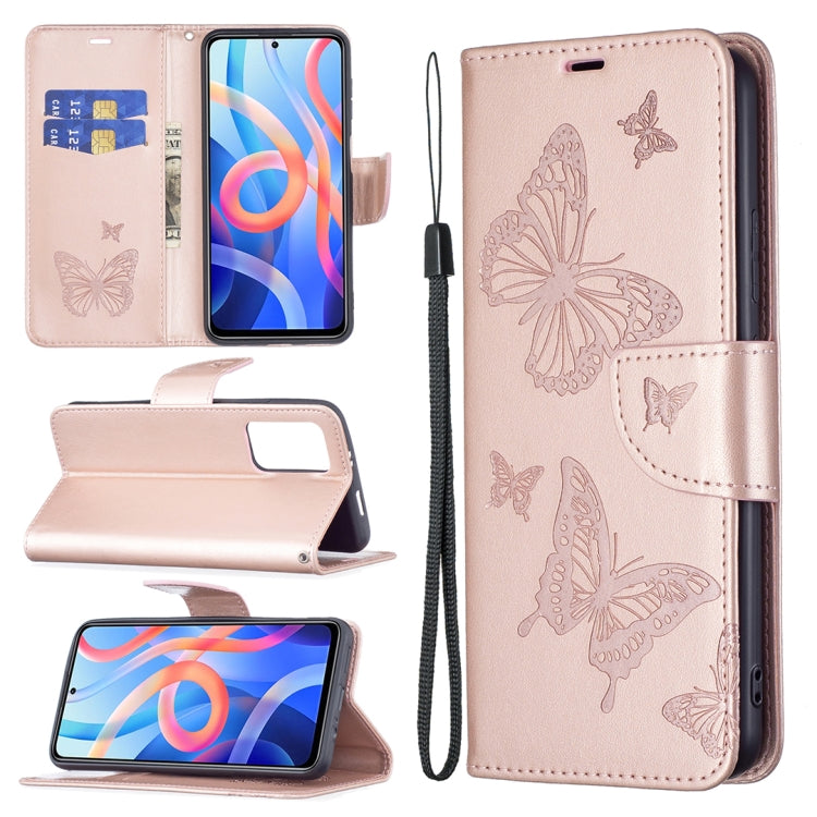 Two Butterflies Embossing Pattern Horizontal Flip Leather Phone Case with Holder & Card Slot & Wallet & Lanyard, For Xiaomi Redmi Note 11 5G, For Samsung Galaxy S22+ 5G, For Samsung Galaxy S22 Ultra 5G, For Samsung Galaxy S22 5G