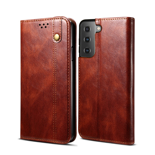 Simple Wax Crazy Horse Texture Horizontal Flip Leather Phone Case with Card Slots & Holder, For Samsung Galaxy S22 5G, For Samsung Galaxy S22+ 5G, For Samsung Galaxy S22 Ultra 5G