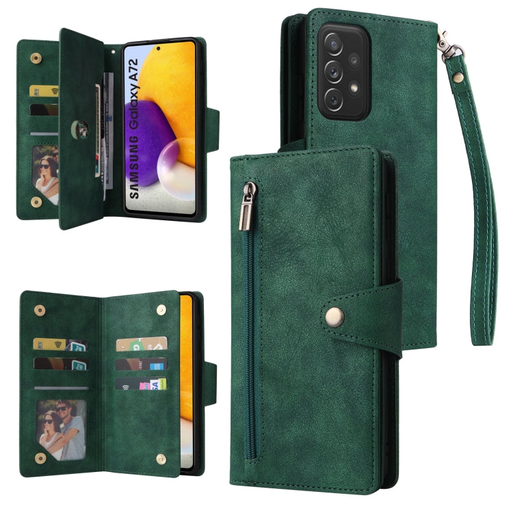 Rivet Buckle 9 Cards Three Fold Leather Phone Case