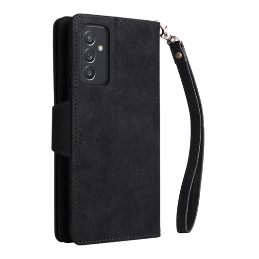 Rivet Buckle 9 Cards Three Fold Leather Phone Case