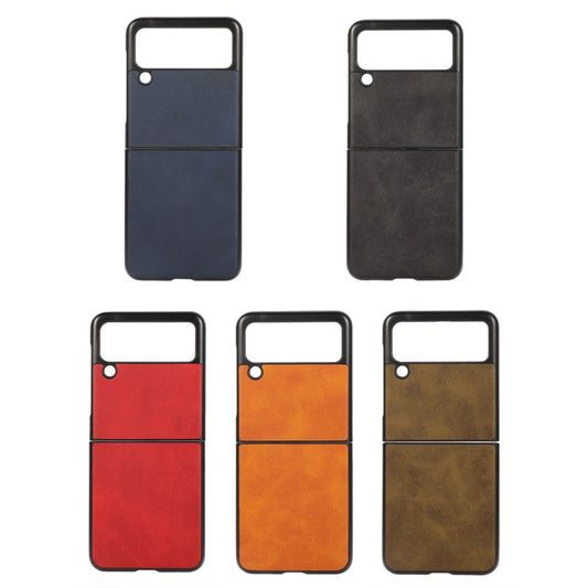 Two-color Calf Texture PU Phone Case, For Samsung Galaxy Z Flip3 5G