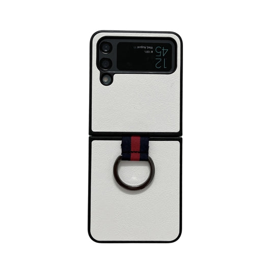 Two-color Litchi Texture Phone Case With Ring, For Samsung Galaxy Z Flip4