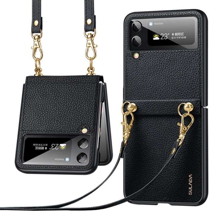 SULADA Litchi Texture Leather + TPU Phone Case with Strap, For Samsung Galaxy Z Flip4