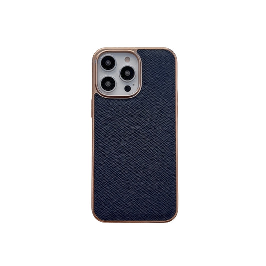 Nano Electroplating Cross Texture Genuine Leather Phone Case, For iPhone 14 Pro Max, For iPhone 14 Pro, For iPhone 14, For iPhone 14 Plus, For iPhone 13 Pro Max, For iPhone 13 Pro, For iPhone 13, For Google Pixel 6 Pro, For Google Pixel 6