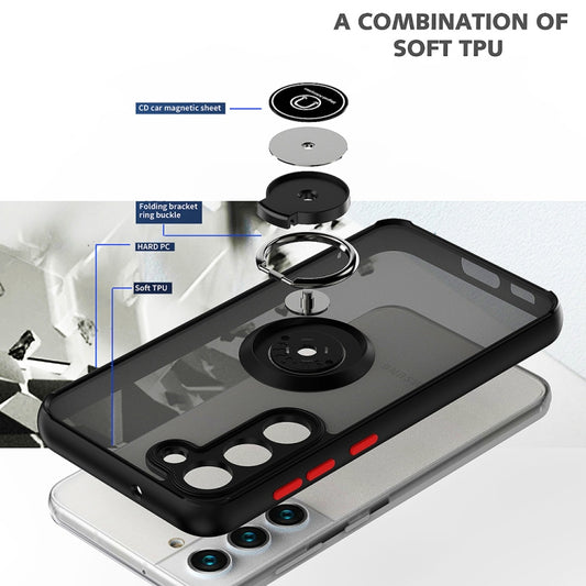 Q Shadow I Ring Kickstand PC and TPU Hybrid Phone Case, For Samsung Galaxy S23 5G, For Samsung Galaxy S23+ 5G