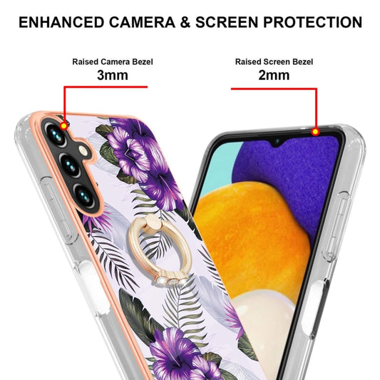Electroplating Pattern IMD TPU Shockproof Phone Case with Ring Holder