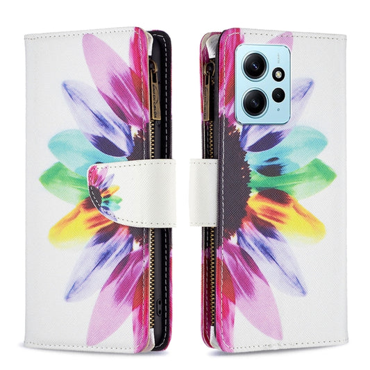 Colored Drawing Pattern Zipper Leather Phone Case