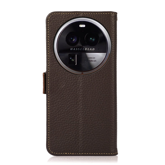 KHAZNEH Side-Magnetic Litchi Genuine Leather RFID Phone Case
