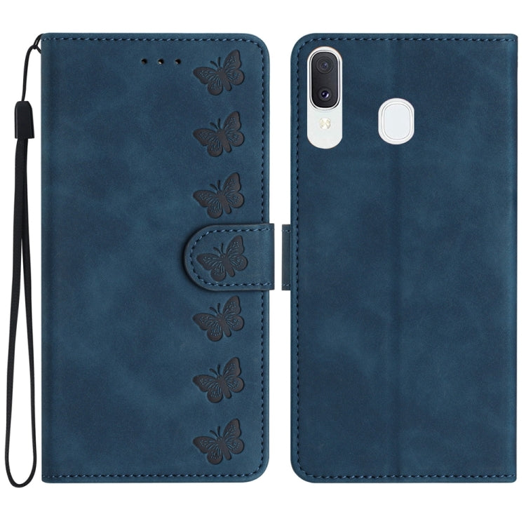 Seven Butterflies Embossed Leather Phone Case, For Samsung Galaxy A22 5G, For Samsung Galaxy A23 5G, For Samsung Galaxy A24 4G, For Samsung Galaxy A32 4G, For Samsung Galaxy A32 5G, For Samsung Galaxy A33 5G, For Samsung Galaxy A34, For Samsung Galaxy A40