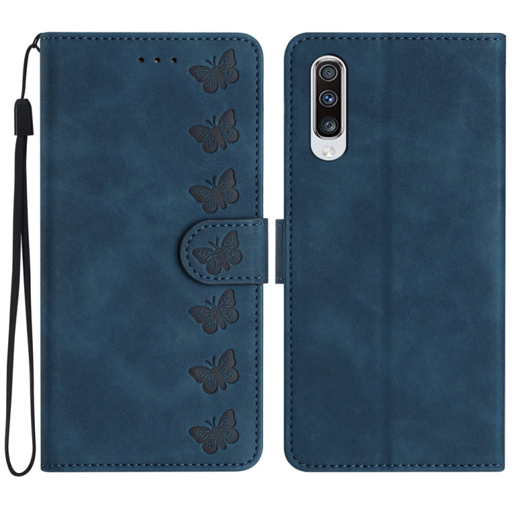 Seven Butterflies Embossed Leather Phone Case, For Samsung Galaxy A41, For Samsung Galaxy A42 5G, For Samsung Galaxy A50, For Samsung Galaxy A51, For Samsung Galaxy A52 5G, For Samsung Galaxy A53, For Samsung Galaxy A54, For Samsung Galaxy A70