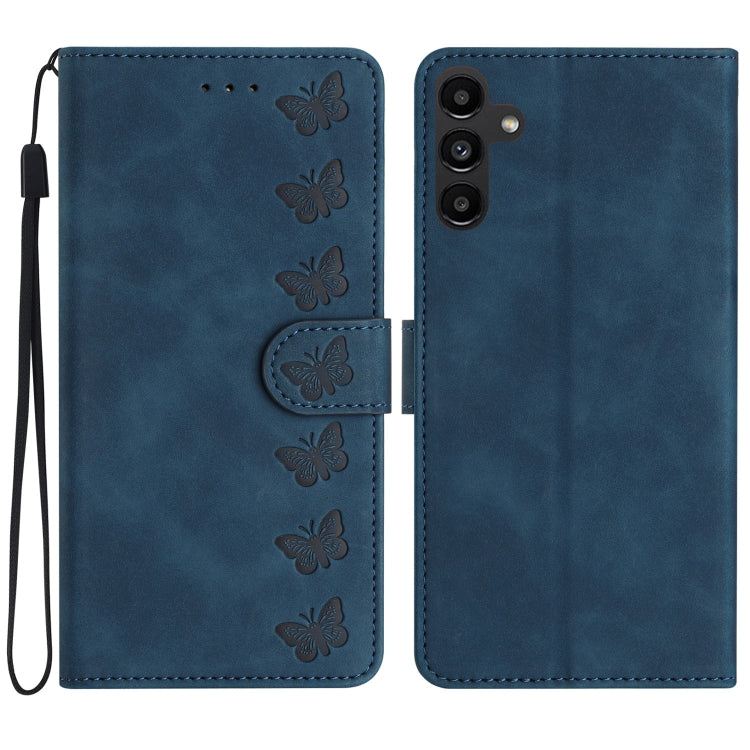 Seven Butterflies Embossed Leather Phone Case, For Samsung Galaxy S25 Edge 5G, For Samsung Galaxy S25 5G, For Samsung Galaxy S25+ 5G, For Samsung Galaxy S25 Ultra 5G, For Samsung Galaxy S24 FE 5G