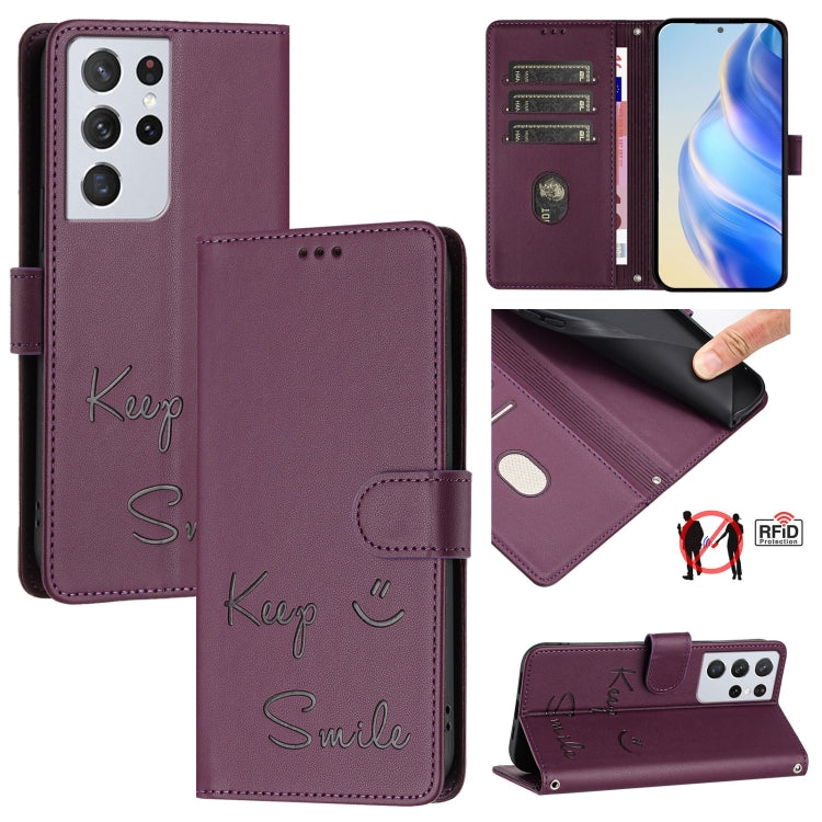 Smile Embossing RFID Leather Phone Case