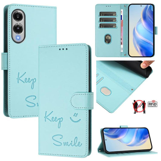 Smile Embossing RFID Leather Phone Case