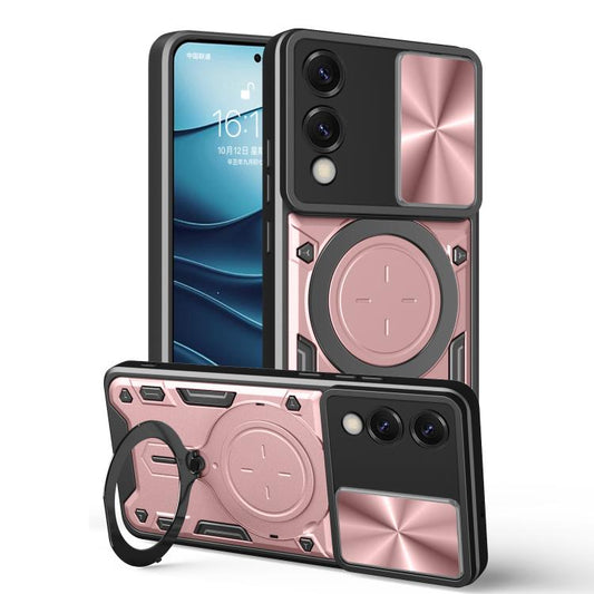 CD Texture Sliding Camshield Magnetic Holder Phone Case