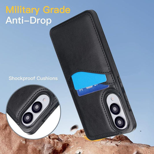 Litchi Leather Skin Card Slots Phone Case