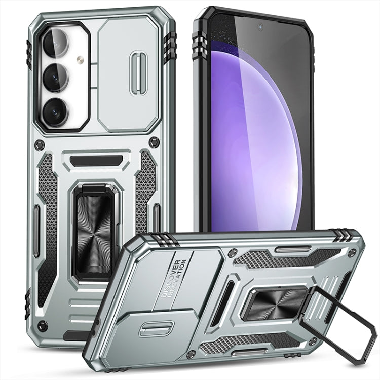 Armor PC Hybrid TPU Camera Shield Phone Case, For Samsung Galaxy S25 Edge 5G, For Samsung Galaxy S25 5G, For Samsung Galaxy S25+ 5G, For Samsung Galaxy S25 Ultra 5G, For Samsung Galaxy S24 FE 5G