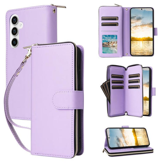 Nine-card Slots Zipper Wallet Bag Leather Phone Case, For Samsung Galaxy S25 FE 5G, For Samsung Galaxy S25 Edge 5G, For Samsung Galaxy S24 FE 5G, For Samsung Galaxy S24 Ultra 5G, For Samsung Galaxy S24+ 5G, For Samsung Galaxy S24 5G