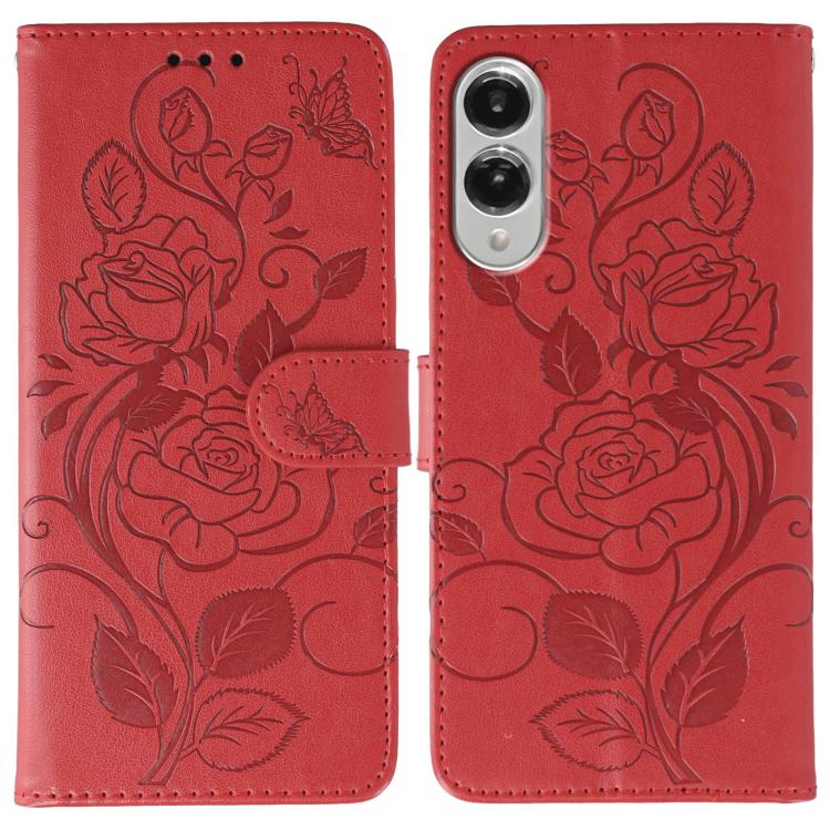 Rose Butterfly Embossed Leather Phone Case