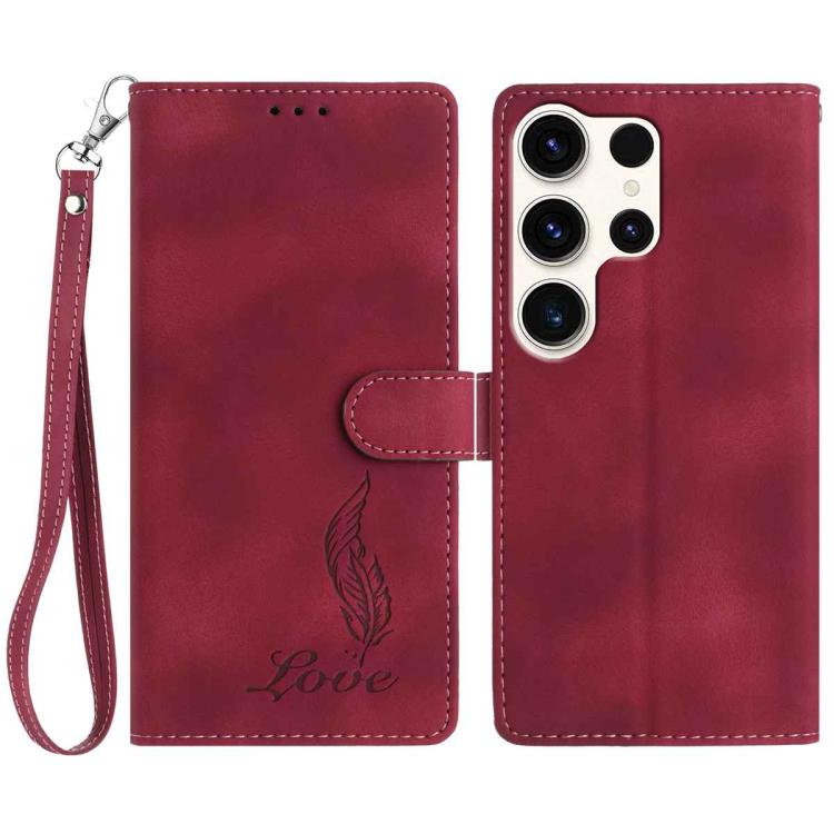 Skin Feel Embossed Feather Leather Phone Case