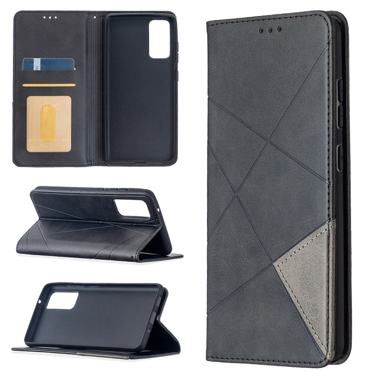 Rhombus Texture Horizontal Flip Magnetic Leather Case with Holder & Card Slots, For Galaxy S20 FE 5G / S20 Lite