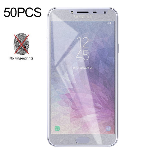 50 PCS Non-Full Matte Frosted Tempered Glass Film for Galaxy J4, No Retail Package, For Galaxy J4 (50 PCS)