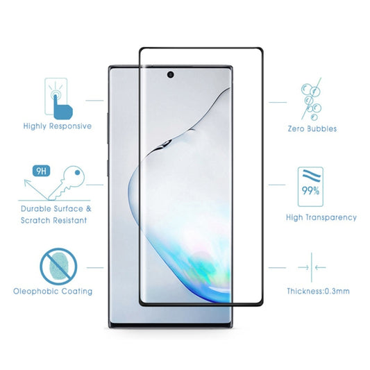 For Galaxy S10 5G 0.3mm 9H Surface Hardness 3D Curved Edge Glue Curved Full Screen Tempered Glass Film, Fingerprint Unlock Is Supported