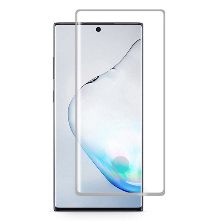 For Galaxy Note 10+ 0.3mm 9H Surface Hardness 3D Curved Edge Glue Curved Full Screen Tempered Glass Film, Fingerprint Unlock Is Supported