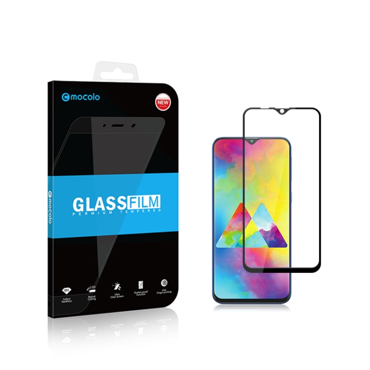 mocolo 0.33mm 9H 2.5D Full Glue Silk Print Tempered Glass Film for Galaxy M20, For Galaxy M20