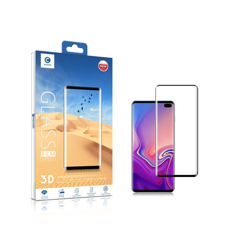 mocolo 0.33mm 9H 3D Round Edge Tempered Glass Film for Galaxy S10+, Fingerprint Unlock Is Not Supported