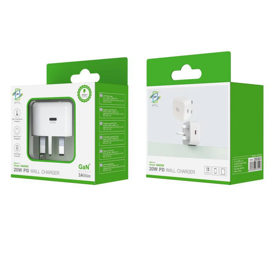 20W USB-C wall charger,3A PD GaN Fast Charger