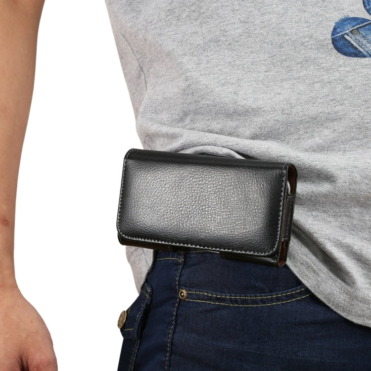 5.2 inch Litchi Texture Vertical Flip Thwartwise Genuine Leather Case / Waist Bag with Rotatable Back Splint for iPhone X & Galaxy S7 & S6 Edge & S6 & S5, Sony Xperia Z5 & Z4 & Z3, Huawei P9 & P8, etc