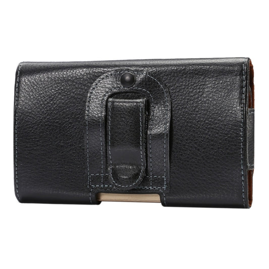 5.5 inch Litchi Texture Vertical Flip Thwartwise Genuine Leather Case / Waist Bag with Rotatable Back Splint for Galaxy S7 Edge & Note 5 & 4 & 3 & 2, Huawei P9 Plus & Honor 7i & Honor 6 Plus, etc