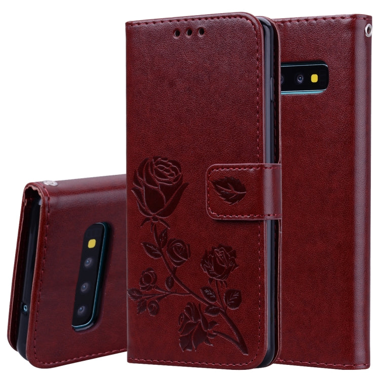 Rose Embossed Horizontal Flip PU Leather Case for Galaxy S10 Plus, with Holder & Card Slots & Wallet