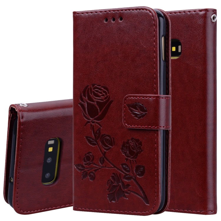 Rose Embossed Horizontal Flip PU Leather Case for Galaxy S10e, with Holder & Card Slots & Wallet