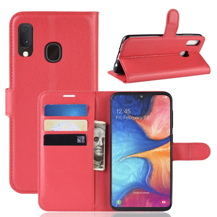Litchi Texture Horizontal Flip Leather Case for Galaxy A20e, with Wallet & Holder & Card Slots, For Galaxy A20e