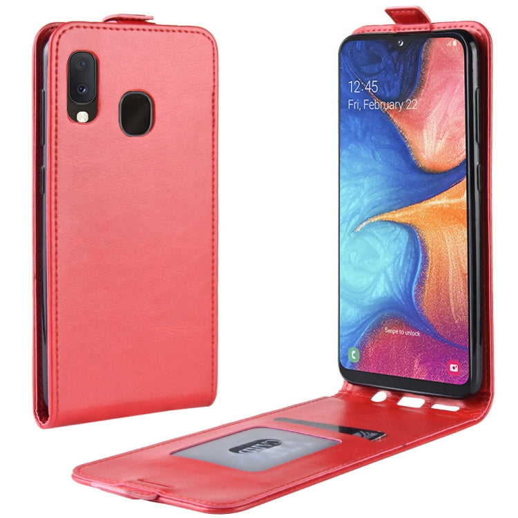 R64 Texture Vertical Flip Leather Case for Galaxy A20e , with Card Slots & Photo Frame, For Galaxy A20e