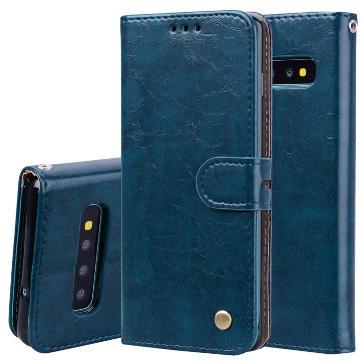Business Style Oil Wax Texture Horizontal Flip Leather Case for Galaxy S10 Plus, with Holder & Card Slots & Wallet
