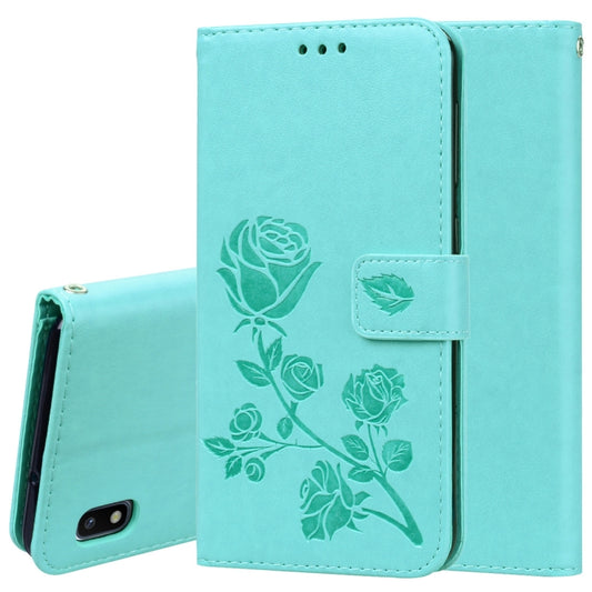 Rose Embossed Horizontal Flip PU Leather Case for Galaxy A10, with Holder & Card Slots & Wallet