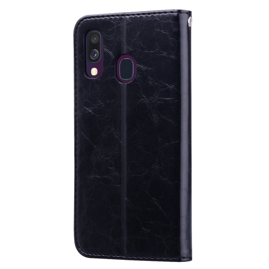 Business Style Oil Wax Texture Horizontal Flip Leather Case for Galaxy A40, with Holder & Card Slots & Wallet