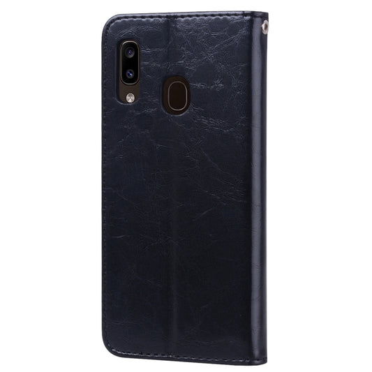 Business Style Oil Wax Texture Horizontal Flip Leather Case for Galaxy A20e, with Holder & Card Slots & Wallet